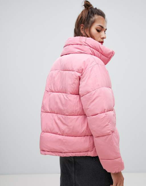 Pull and shop bear pink coat