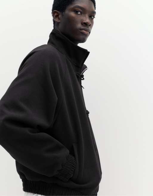 Pull&Bear Zip-up sweatshirt with fireman clasp in black, 5 of 7
