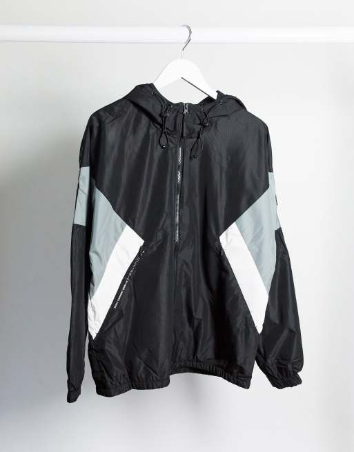 Pull&Bear zip windbreaker with contrast panels in black
