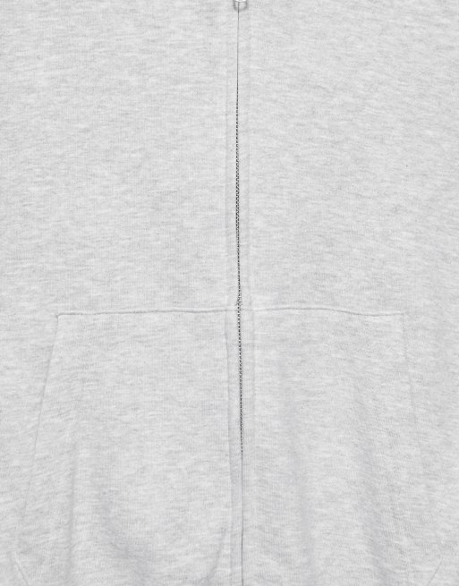 Pull&Bear Zipped hoodie in grey marl, 6 of 7