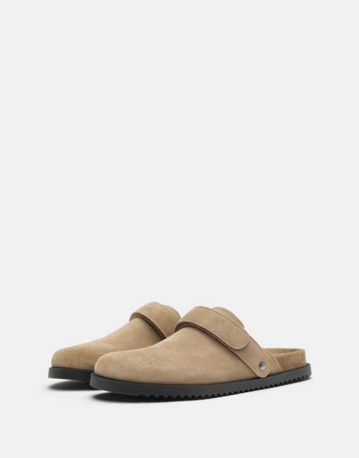 Pull&Bear - Zoccoli in pelle color sabbia con fascette multiposizione