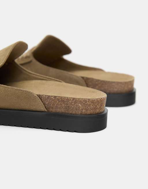 Pull&Bear - Zoccoli in pelle color sabbia, 2 di 4