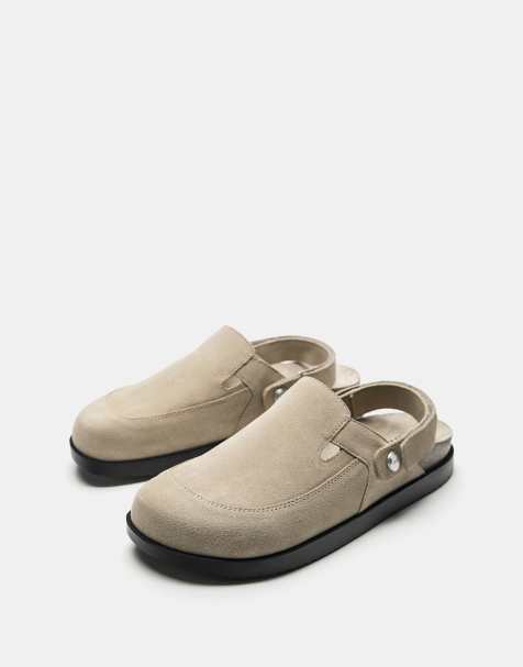 Pull&Bear - Zoccoli in pelle écru con cinturino - view 1