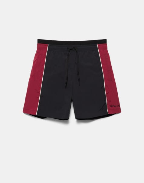 Pull&Bear - Zwembroek met panelen in bordeauxrood - view 1