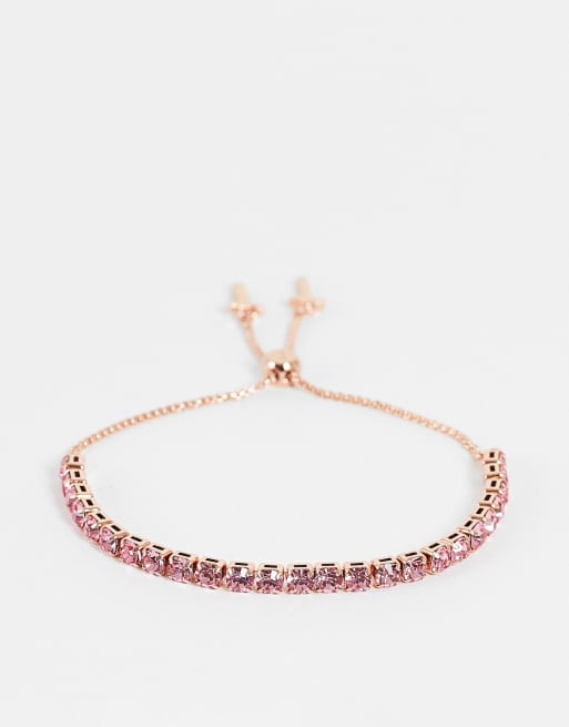 Pulsera ajustable con cristales rosa claro y logo Melrah de Ted Baker