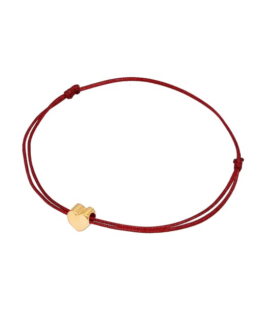 Pulsera azul básica elástica de nailon con detalle dorado en forma de corazón de plata de ley 925 de Elli