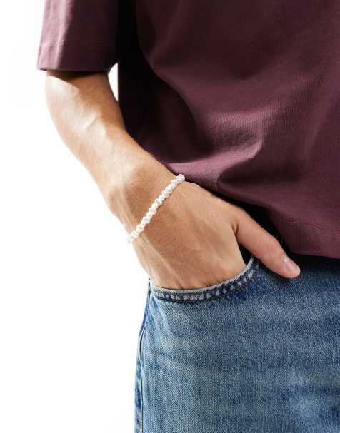 Pulsera blanca de perlas con forma natural de Icon Brand - view 1