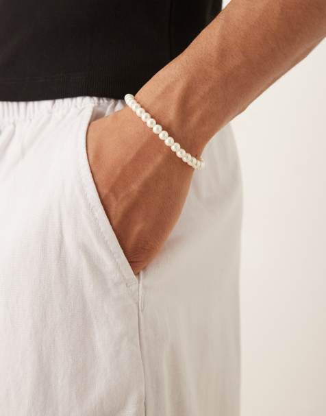 Pulsera blanca de perlas de imitación de cristal de 6 mm de ASOS DESIGN - view 1