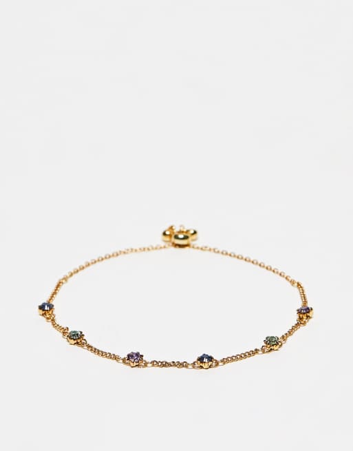 Pulsera con cierre deslizante y diseño de cristales chapada en oro de Reclaimed Vintage