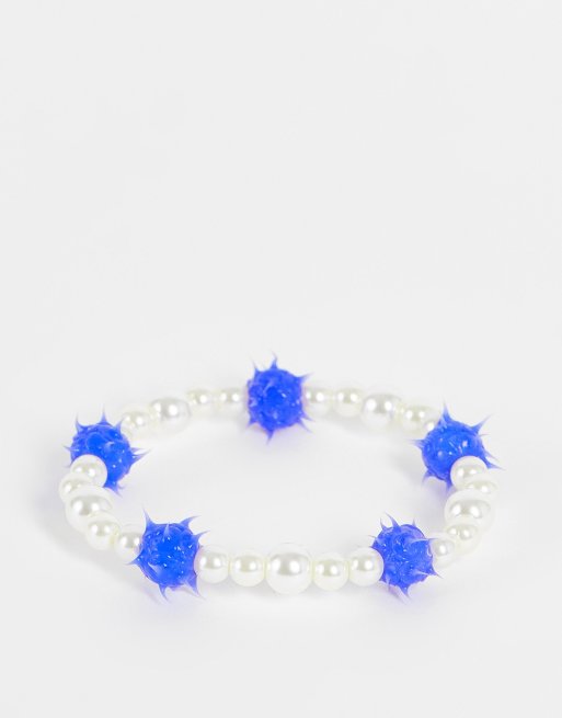 Pulsera con cuentas de goma en punta de ASOS DESIGN