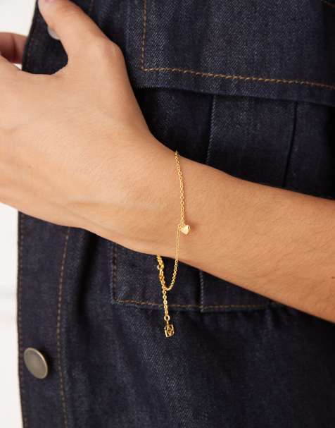 Pulsera de acero inoxidable resistente al agua chapada en oro de 18 quilates con colgante de corazón de Abbott Lyon - view 1