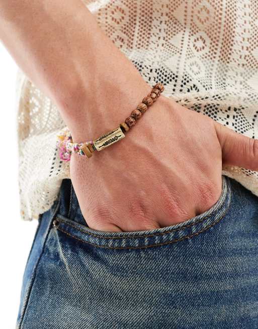 Pulsera de cordón con cuentas marrones Earthland de Classics 77