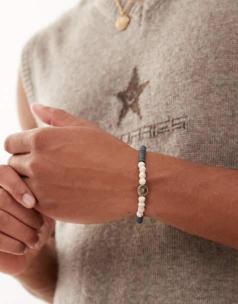 Pulsera de cuentas beis y azul marino de Classics 77 - view 1