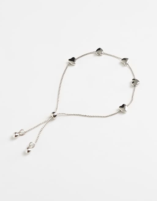 Pulsera de la amistad plateada con detalle de corazón de ASOS DESIGN