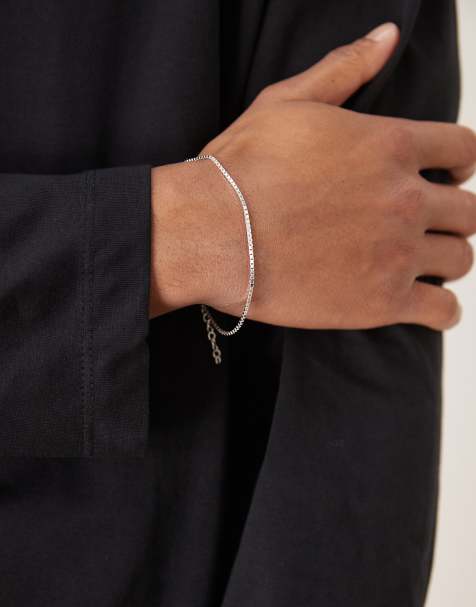 Pulsera de plata de ley con cadena de eslabones cuadrados en plateado de ASOS DESIGN - view 1