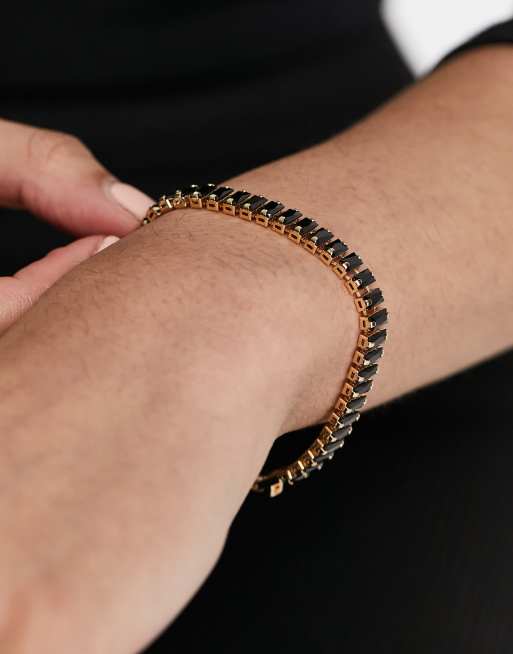 Pulsera dorada con circonitas negras de ASOS DESIGN