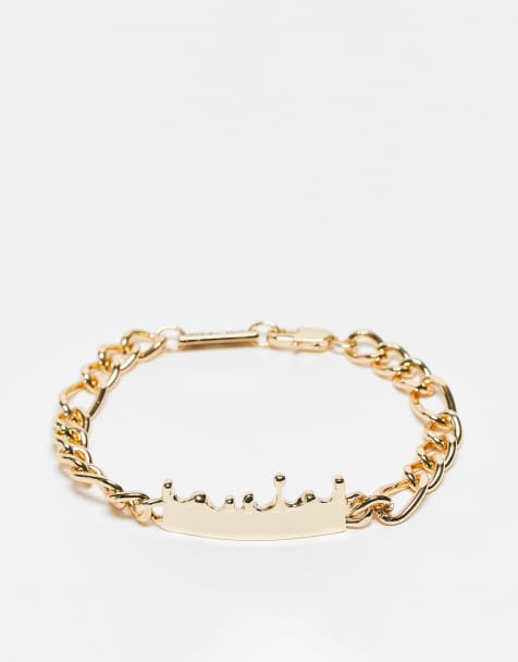 Pulsera dorada con detalle de placa fundida de WFTW - view 1