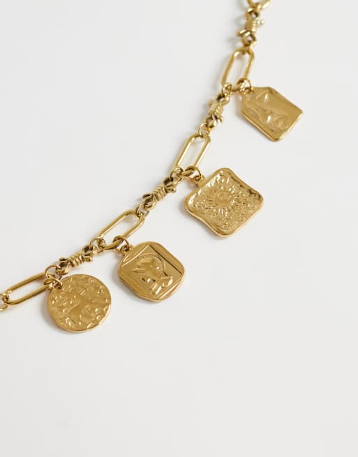 Pulsera dorada de cadena con charms de acero inoxidable resistente al agua Casidy de Topshop, 2 de 3