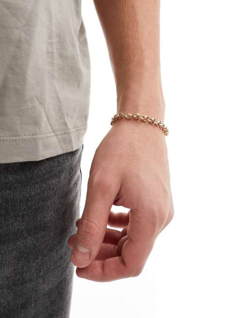 Pulsera dorada de cadena con eslabones circulares de Icon Brand