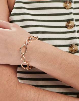Pulsera dorada de cadena con eslabones ovalados de ASOS DESIGN - view 1