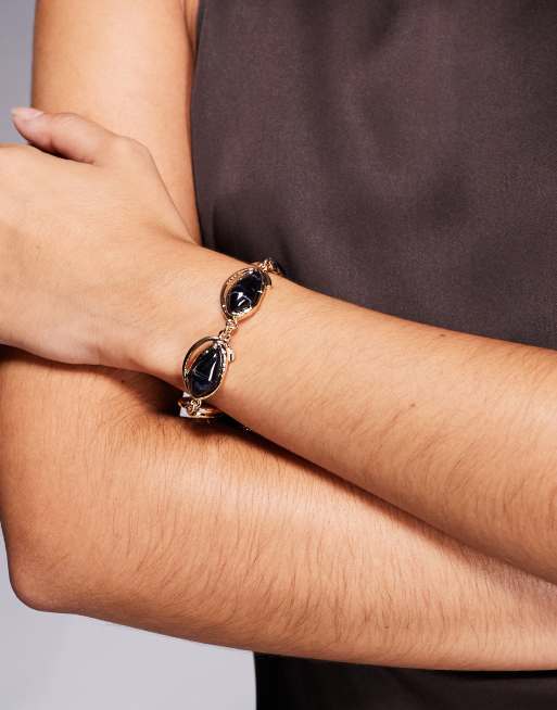 Pulsera dorada de cadena con piedras semipreciosas de imitación de ASOS DESIGN