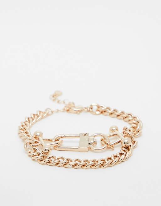 Pulsera dorada de cadena de eslabones de River Island