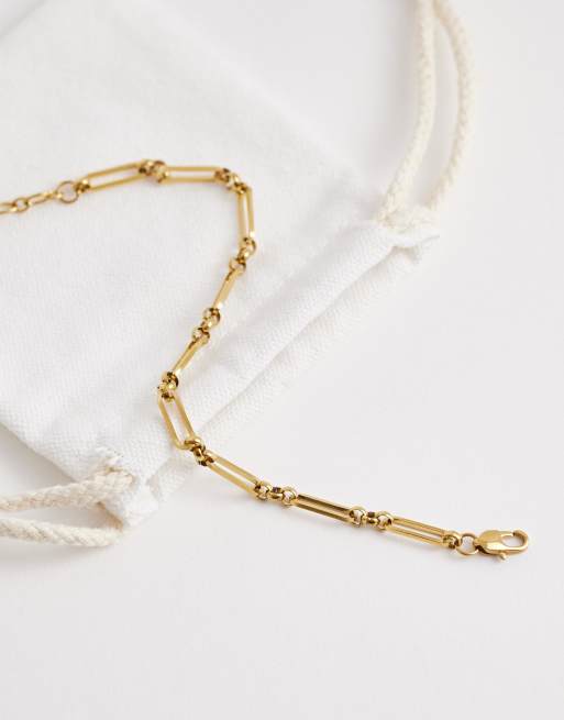Pulsera dorada de cadena de eslabones ovalados de acero inoxidable resistente al agua de ASOS DESIGN, 3 de 3