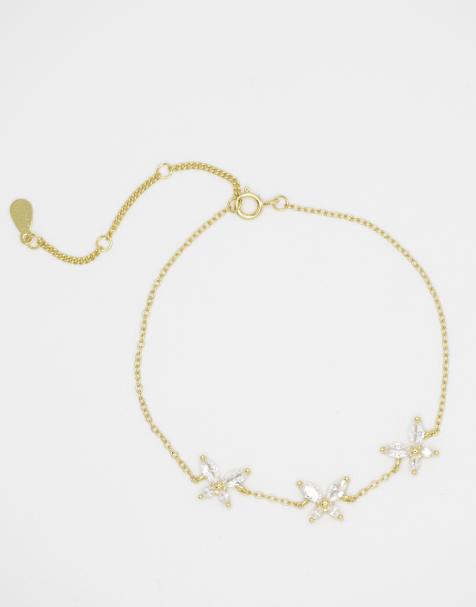 Pulsera dorada de plata de ley chapada en oro con diseño de mariposas de circonitas de talla triangular de Lovisa - view 1
