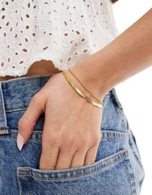 Pulsera dorada de varias hileras de acero inoxidable resistente al agua de ASOS DESIGN