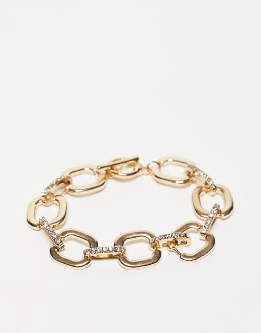 Pulsera dorada estilo cadena gruesa con incrustaciones de River Island