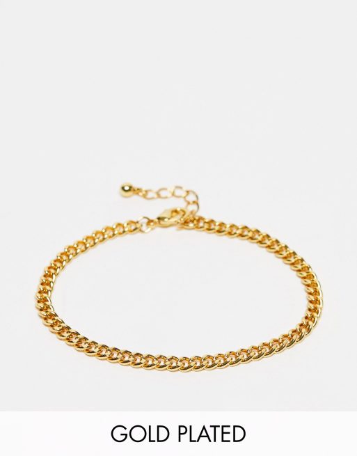 Pulsera estilo cadena barbada gruesa chapada en oro de 14 quilates de ASOS DESIGN