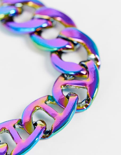 Pulsera iridiscente estilo cadena gruesa con eslabones de barco de Faded Future, 2 de 4
