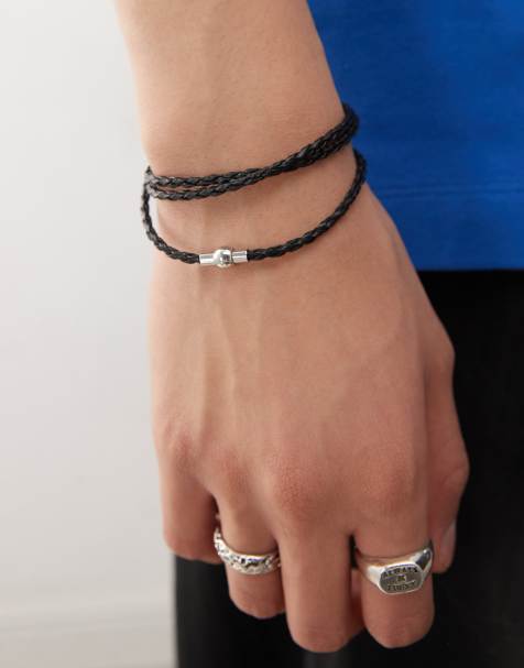 Pulsera negra con diseño envolvente de cuero sintético de Faded Future - view 1