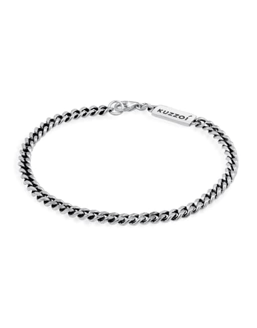Pulsera negra de plata de ley 925 para hombre de Kuzzoi