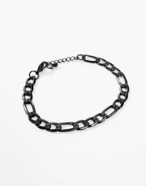 Pulsera negro mate estilo cadena fígaro de 7 mm de acero inoxidable resistente al agua de ASOS DESIGN