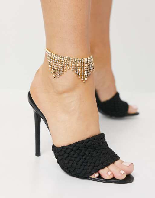 Pulsera para el tobillo dorada con diseño de flecos de diamante de House of Pascal