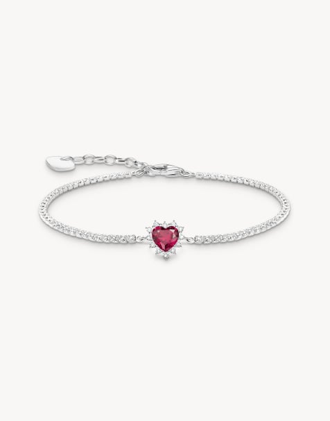 Pulsera plateada, blanca y roja con detalle de corazón Romance de Thomas Sabo - view 1