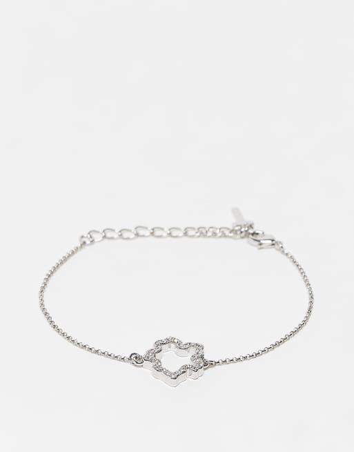 Pulsera plateada con charm de magnolia con cristales Cresah de Ted Baker