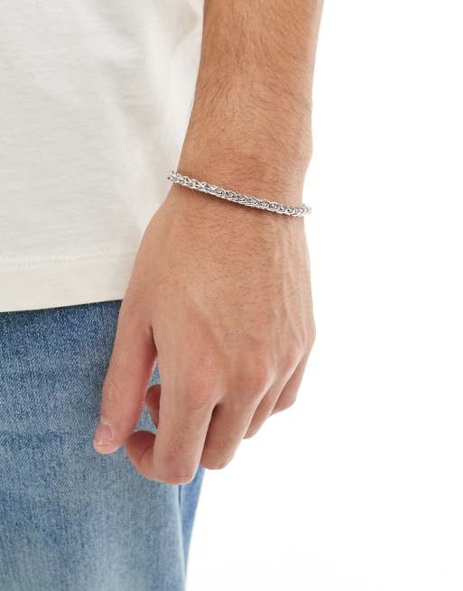 Pulsera plateada de cadena con eslabones circulares de Icon Brand