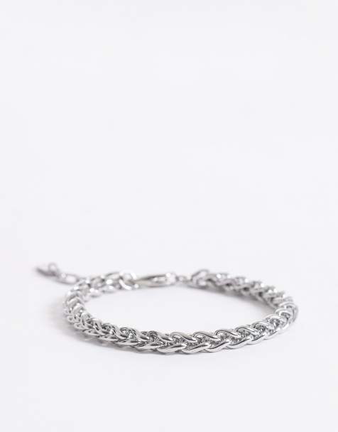 Pulsera plateada de cadena con eslabones entrelazados de acero inoxidable resistente al agua de ASOS DESIGN - view 1