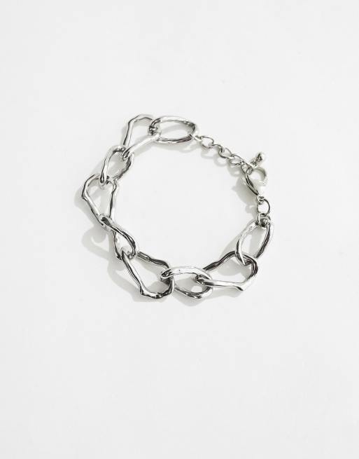 Pulsera plateada de cadena con eslabones fundidos de acero inoxidable resistente al agua de ASOS DESIGN