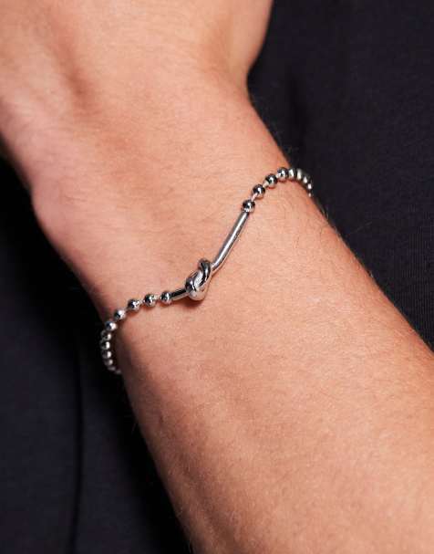 Pulsera plateada de cadena de esferas de acero inoxidable resistente al agua de ASOS DESIGN - view 1