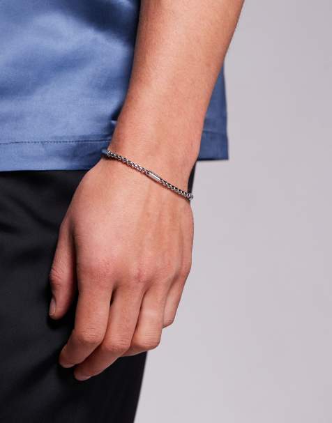 Pulsera plateada de cadena de eslabones cuadrados de acero inoxidable resistente al agua de ASOS DESIGN - view 1