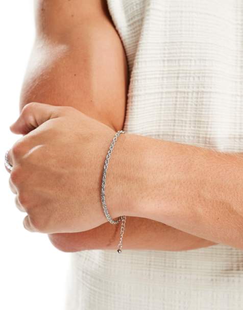 Pulsera plateada de cadena tipo cuerda de acero inoxidable resistente al agua de ASOS DESIGN - view 1