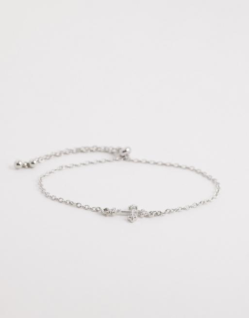 Pulsera plateada de cadena y cruces unisex de Reclaimed Vintage