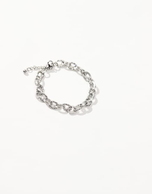 Pulsera plateada de eslabones de acero inoxidable resistente al agua de ASOS DESIGN