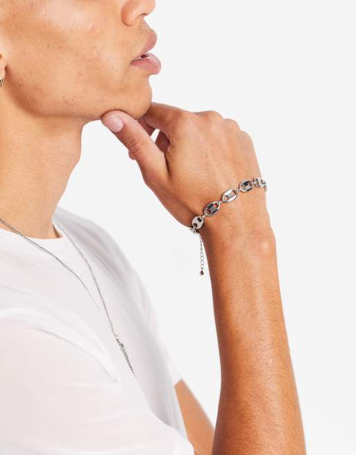 Pulsera plateada estilo cadena barco abombada de ASOS DESIGN