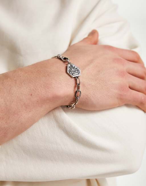 Pulsera plateada estilo cadena Burning Man de Classics 77
