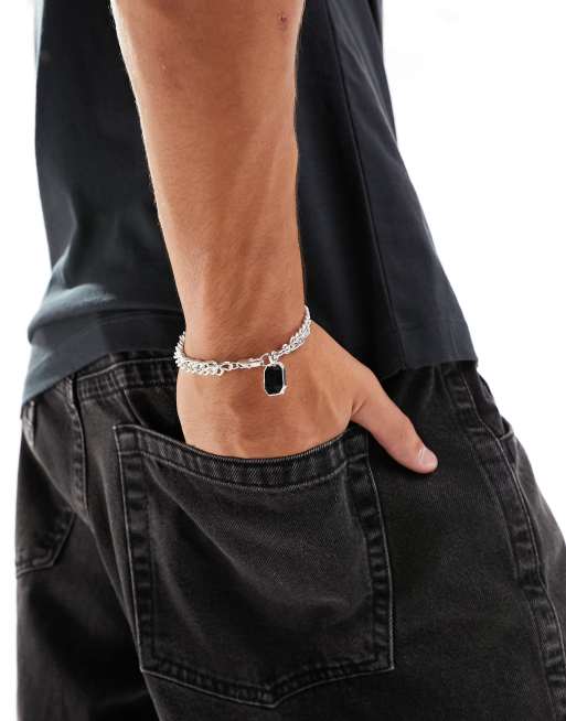 Pulsera plateada estilo cadena con gema en dos tonos Spectrum de WFTW