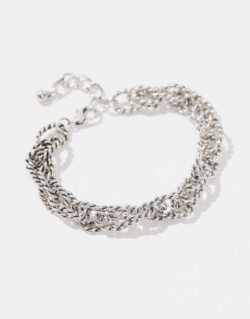 Pulsera plateada estilo cadena de cordón retorcido de ASOS DESIGN